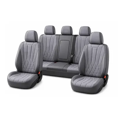 Suede + Leather Seat Covers - Grey