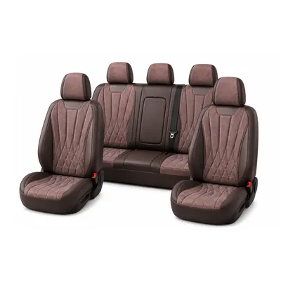 Suede + Leather Seat Covers - Brown