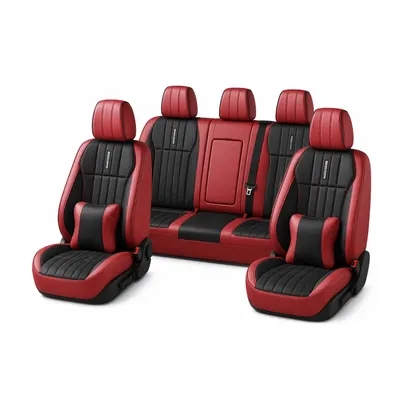 Leather Seat Covers - Black-Red