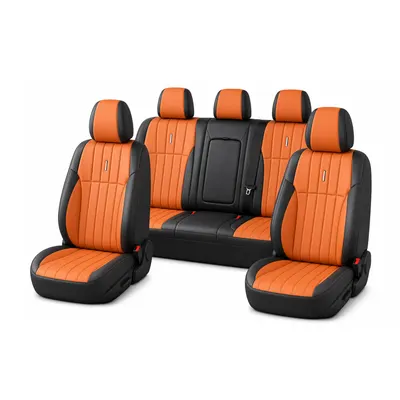 Leather Seat Covers - Black-Orange