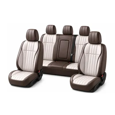 Leather Seat Covers - Brown-Beige